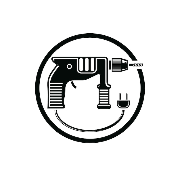 Professional instrument simple vector illustration, electric power tool. Building and manufacturing theme icon, drill symbol.