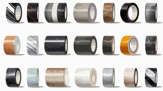 Vector professional insulating tape and insulation duct roll in gray and black colors with rip highquality