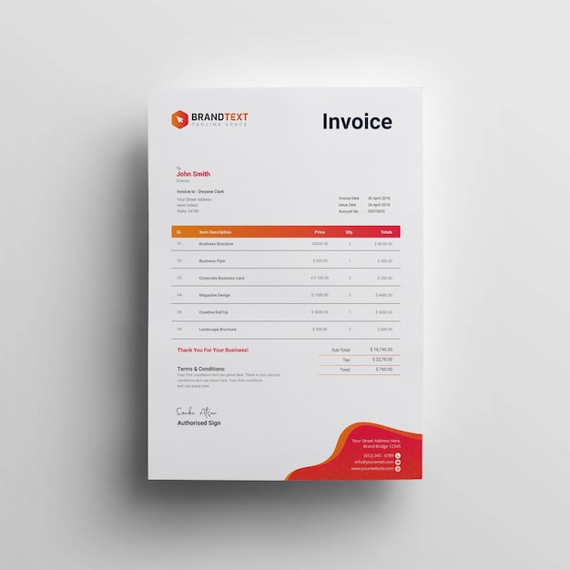 Professional invoice template design