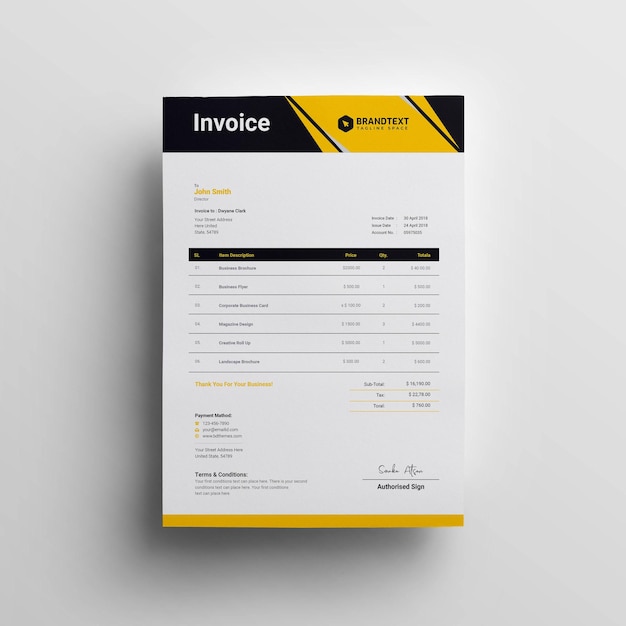 Professional invoice template design