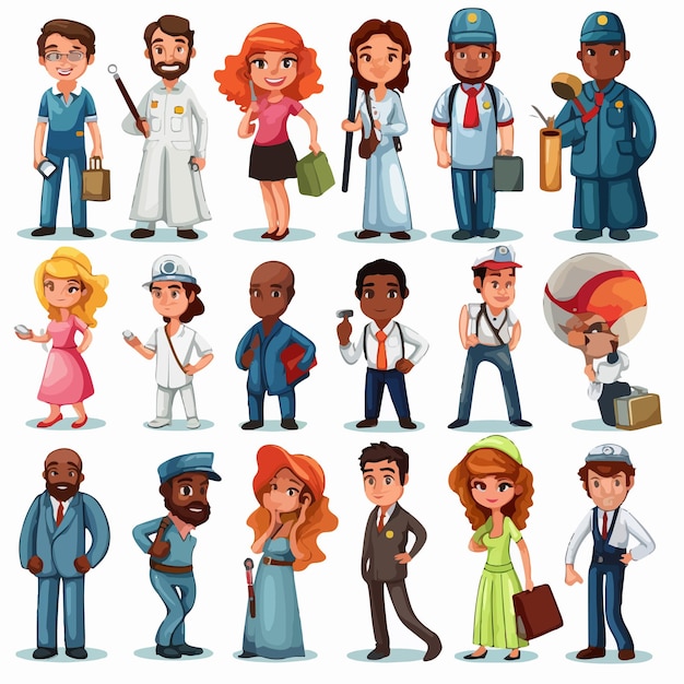 Vector professional jobs and professions illustration for stock photo