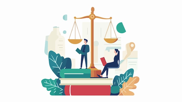 Vector professional law firm flat illustration for legal concepts and justice