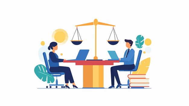 Professional Law Firm Flat Illustration for Legal Concepts and Justice