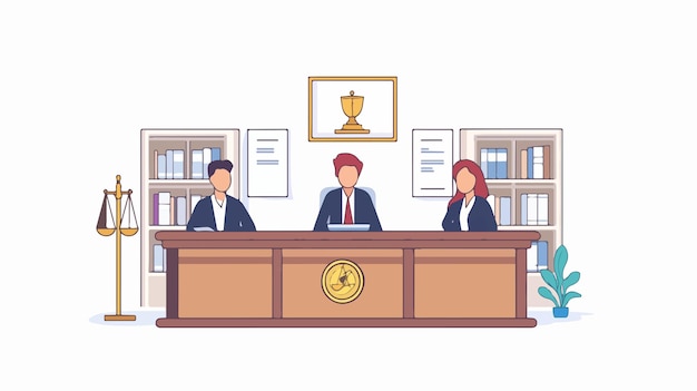 Professional Lawyer and Judge in Courthouse Concept