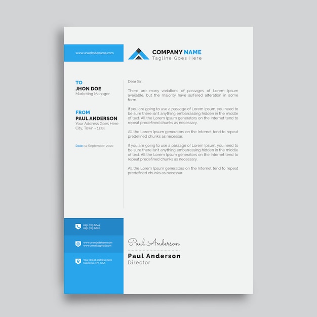 Professional Letterhead Design Template With Red Shapes