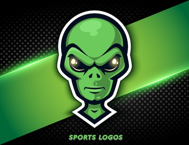 Professional logo aggressive alien. Sport mascot, e-sports label. 