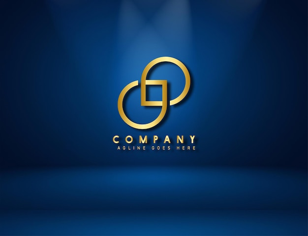 Professional Logo Text effect golden golden logo with blue background