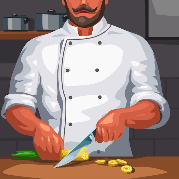 Professional male chef at work in kitchen