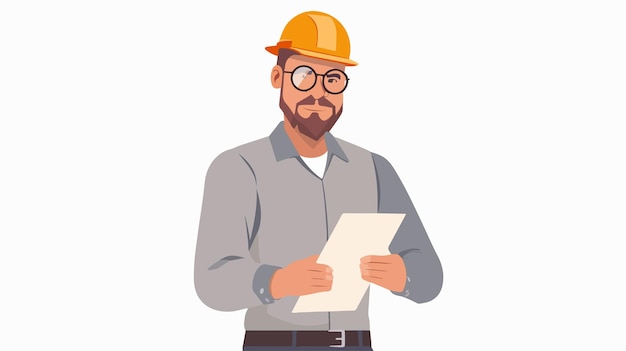 Vector professional male engineer in flat vector style