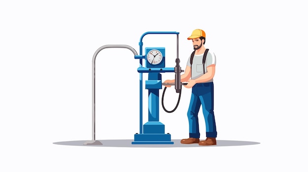 Vector professional man using hand pump graphic vector illustration