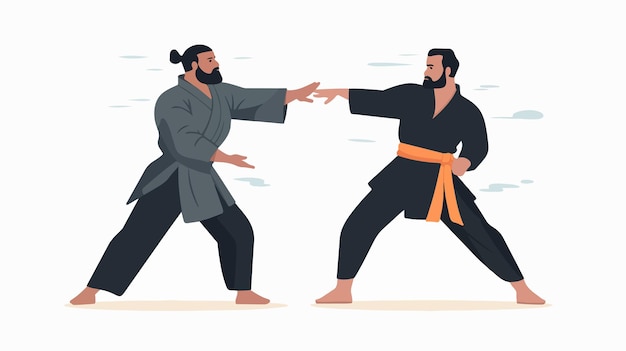 Vector professional martial arts sparring practice character illustration