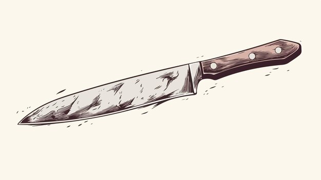 Vector professional meat clever and butcher knife black white sketch