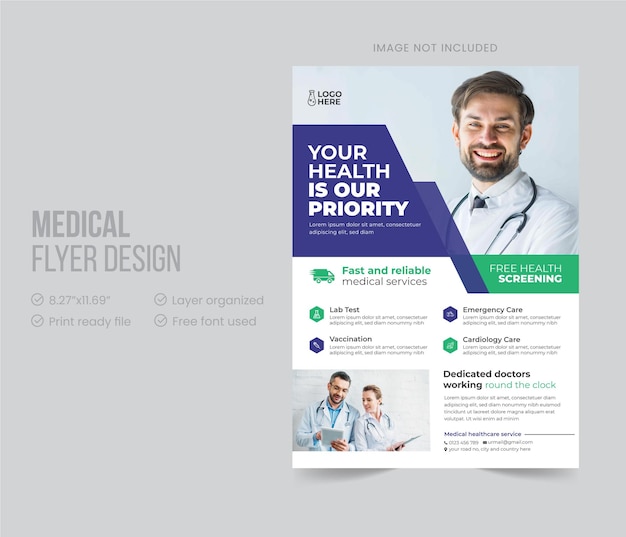 Professional medial healthcare flyer design template premium vector premium vector