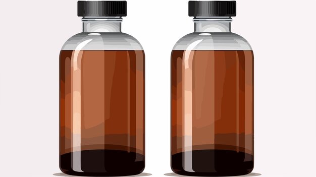 Vector professional medical bottle of brown glass with liquid