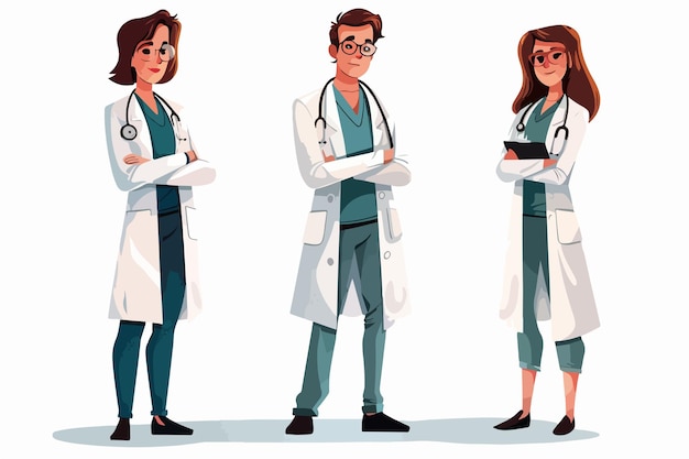 Professional Medical Doctors Vector Illustration of Male and Female