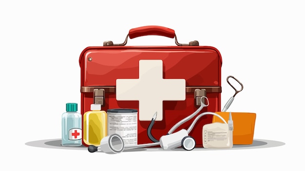 Vector professional medical first aid supplies banner for healthcare websites and promotions