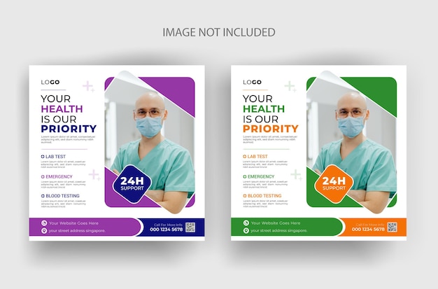 Professional medical healthcare service social media post template design