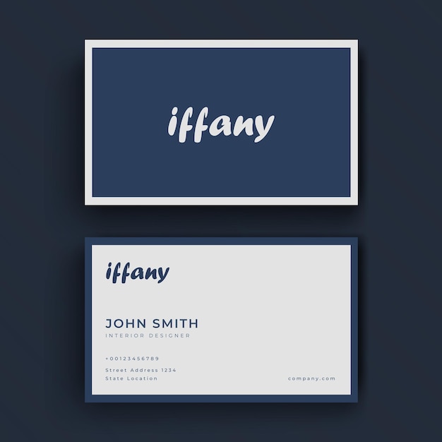 Professional Minimal Blue Business Card Template premium vector