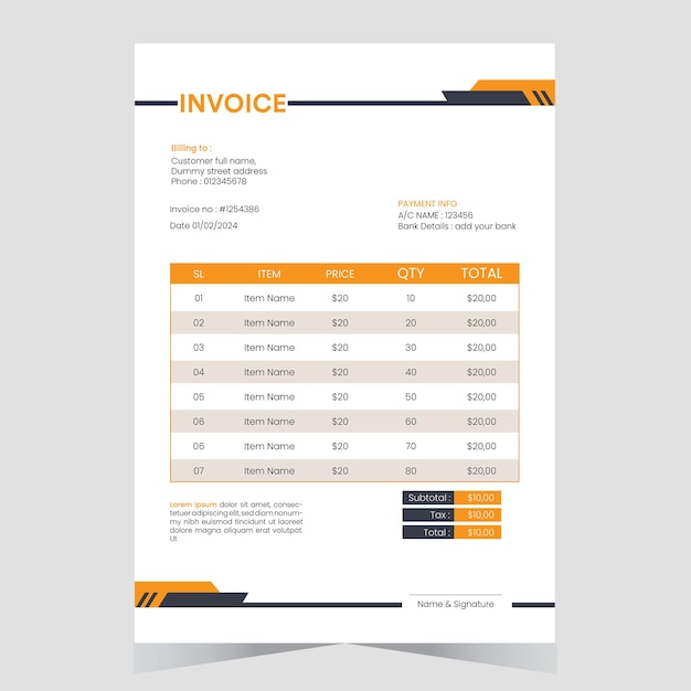 Professional Modern Abstract Corporate Business Invoice Design Template