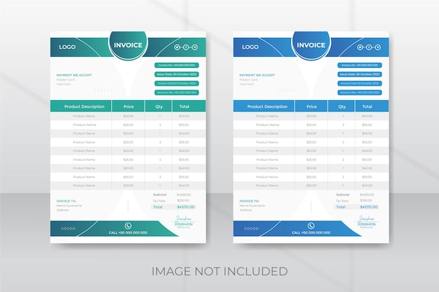 Professional modern business invoice template design