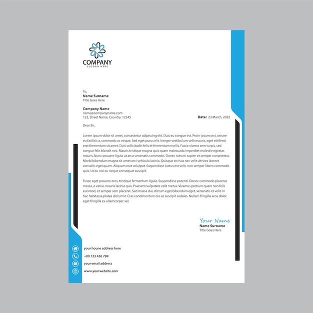 Professional and modern corporate letterhead design