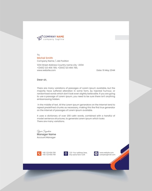 Professional and modern corporate letterhead template Premium Vector