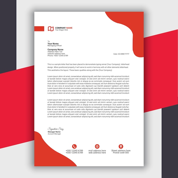 Professional Modern And Corporate Red Letterhead Template