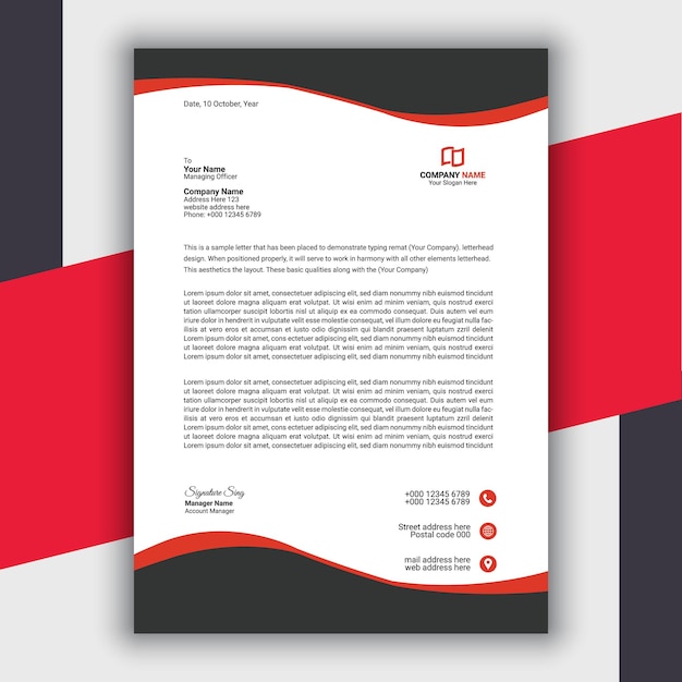 Professional Modern And Corporate Red Letterhead Template