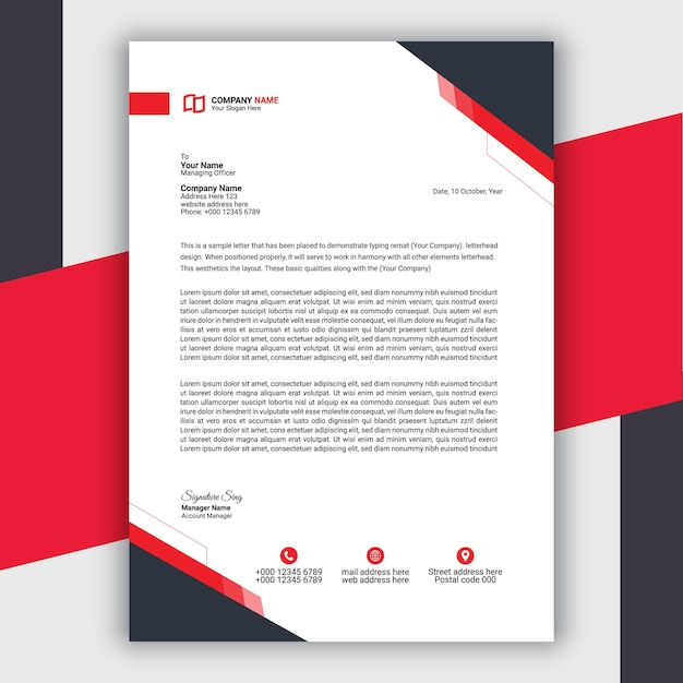 Professional Modern And Corporate Red Letterhead Template