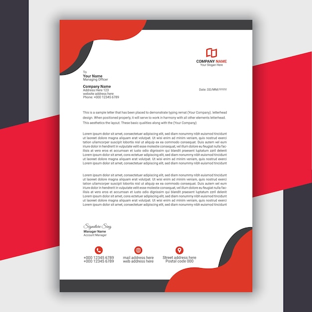 Professional Modern And Corporate Red Letterhead Template