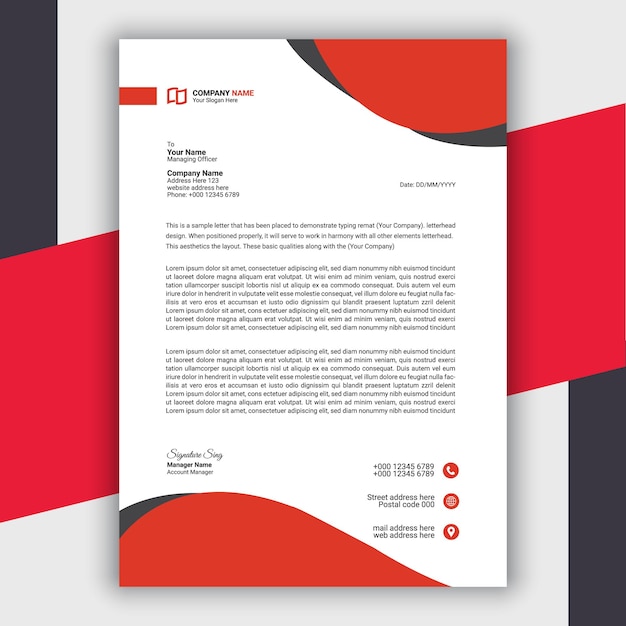 Professional Modern And Corporate Red Letterhead Template