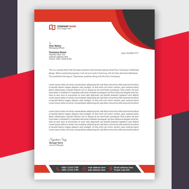 Professional Modern And Corporate Red Letterhead Template