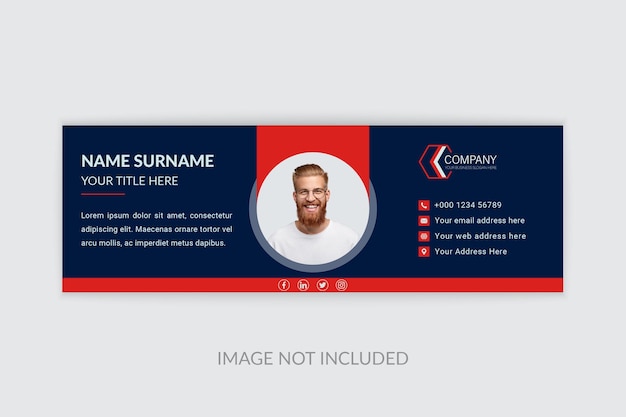 Professional modern email signature or footer square template