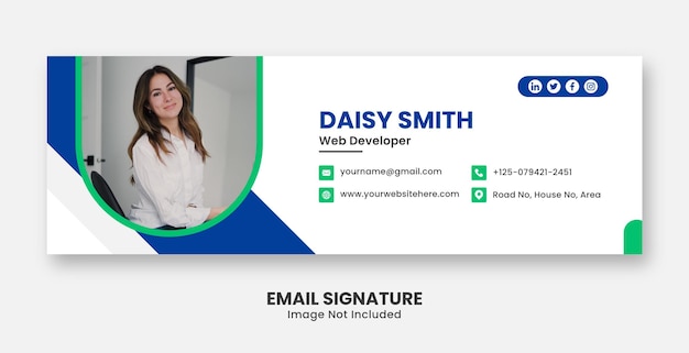 professional modern Email signature or footer square templates premium vector