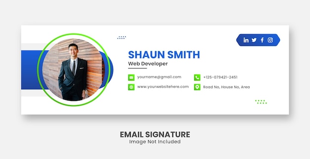 professional modern Email signature or footer square templates premium vector