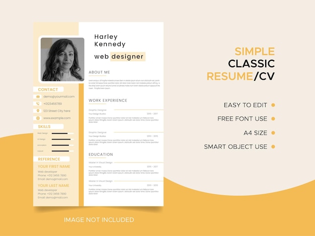 Professional modern and minimal resume or cv template