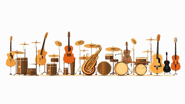 Professional Musical Instruments Ensemble with Percussion Wind Brass and Stringed Instruments