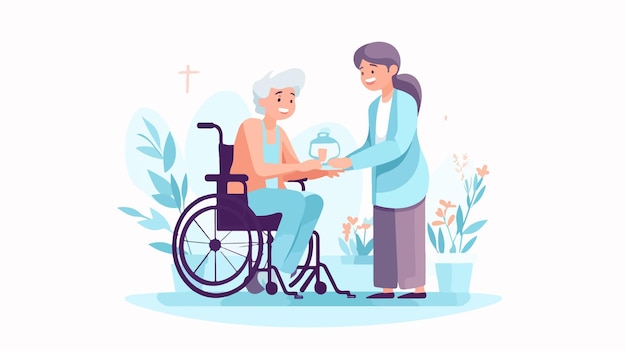 Professional Nurse Helping Elderly Person Caring and Assistance