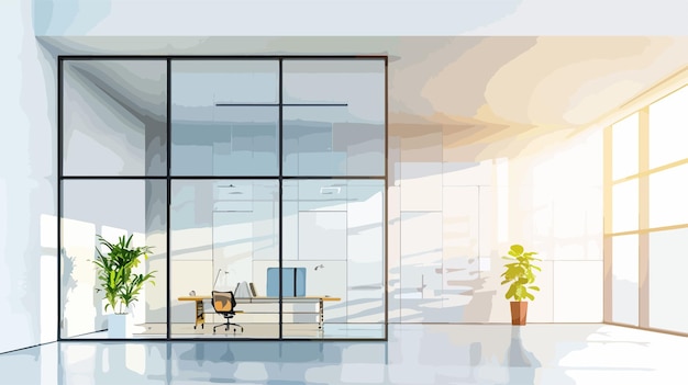 Vector professional office window in daylight with digital cube vector illustration