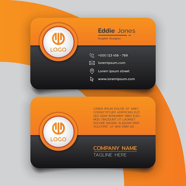 Professional orange black business card template design