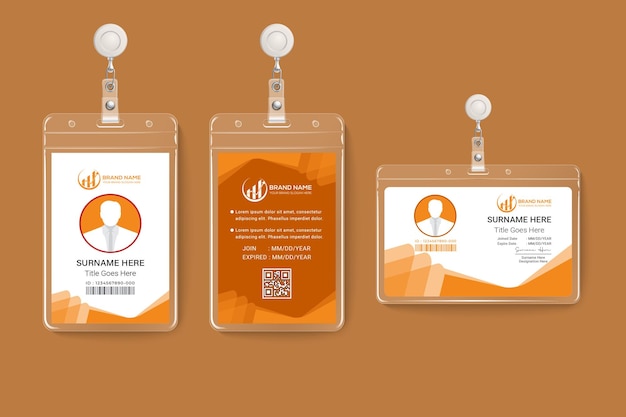 Professional Orange color band identity Vertical and Horizontal ID Card Template design