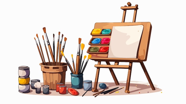 Vector professional painter art tools kit vector illustration