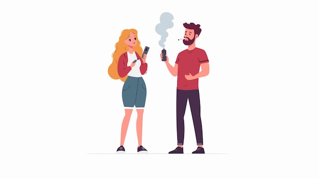 Vector professional people smoking vape concept with man and woman