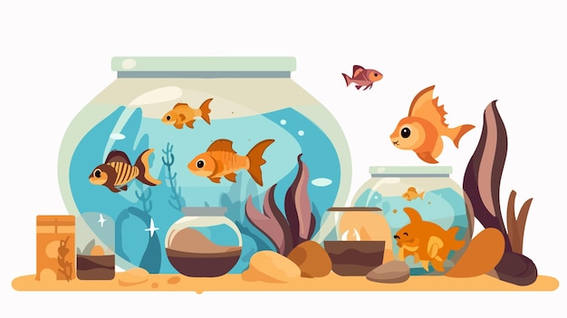 Vector professional pet shop with fishbowl and icons vector illustration