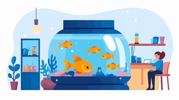 Vector professional pet shop with fishbowl and icons vector illustration