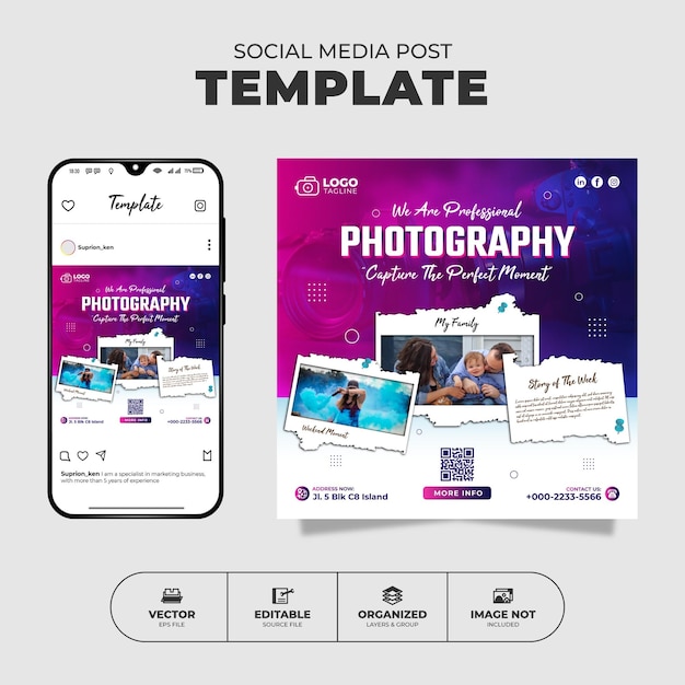 Professional Photography Social Media Instagram Post And Banner Template For Promotion