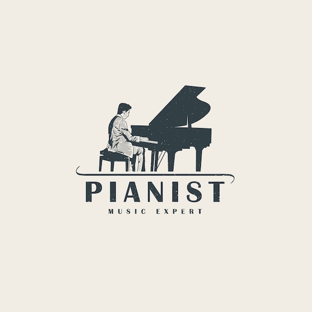 Vector professional piano player logo template