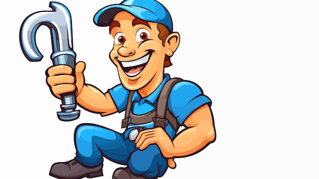 Vector professional plumber handyman in cartoon style for construction industry