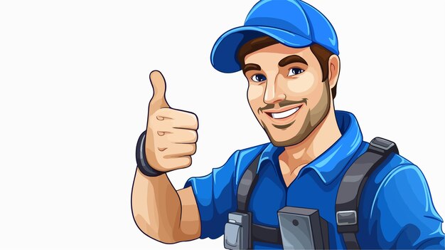 Vector professional plumber or handyman holding a phone