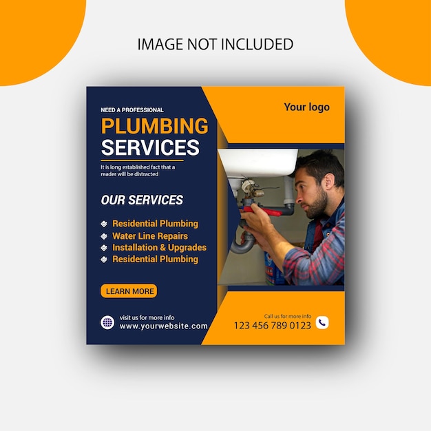 Vector professional plumber new post design social media template